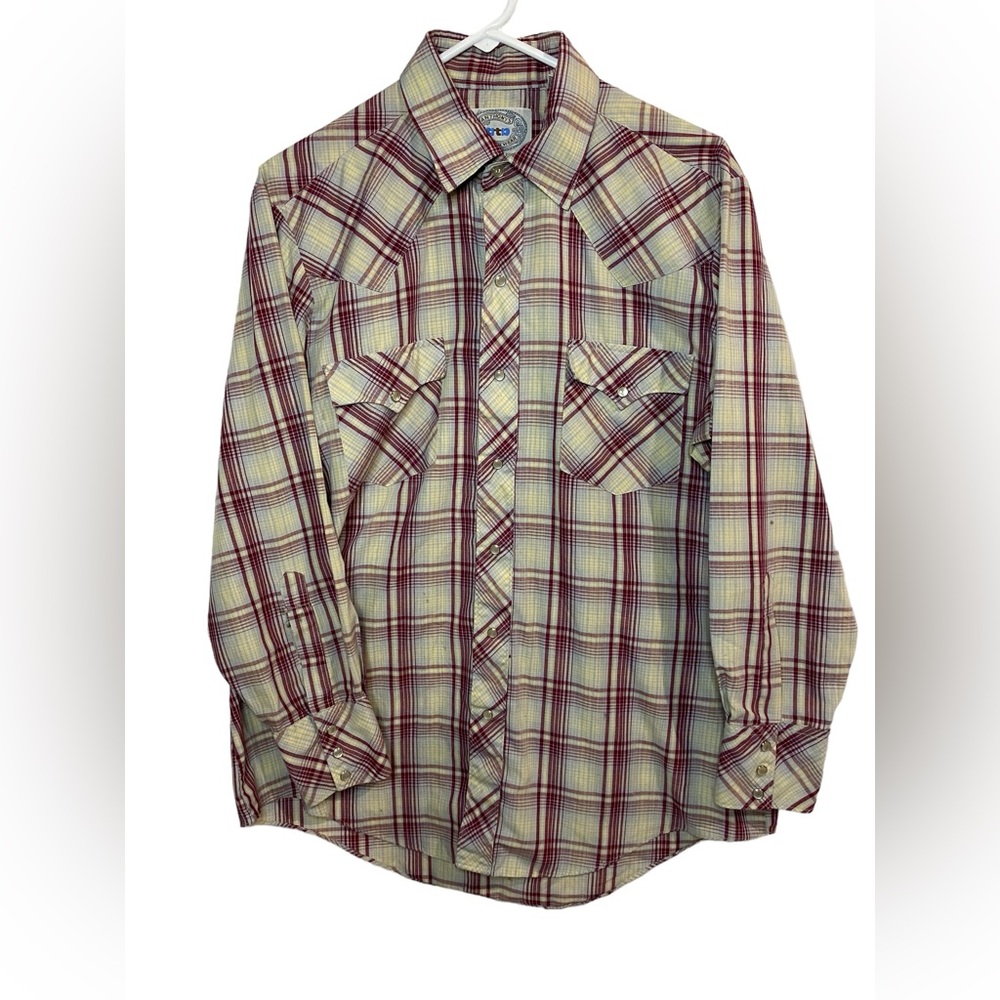 Vintage ATB Mens Anthonys Western Wear Pearl Snap Plaid Shirt 16.5‎ 32/33- Flaws